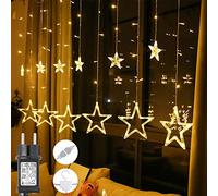GlobaLink Rideau Lumineux Étoiles, 12Étoiles 138Leds | Guirlande Lumineuse Noël 8 Modes Rideau Lumineux LED Intérieur Extérieur Décorative Étanche IP44 avec Crochet pour Noël