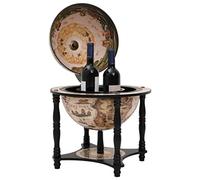 Globe Bar noir en bois massif d'eucalyptus 42 x 42 x 57 cm avec porte-bouteille et porte-verres, armoire à vin et armoire à boissons pour salon, salle à manger, cuisine, salle de fête, espace de