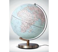 Globe bleu lumineux de diamètre 30 cm, pied métallique (en français)