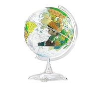 globe décoratif, 22cm globe bois rétro classique base tournante décor vintage(F)