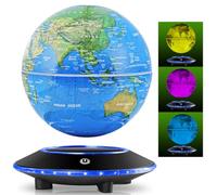 Globe en lévitation, 7 couleurs changeantes, lampe de carte flottante magnétique de 15,2 cm, veilleuse LED rotative pour décoration de bureau, cadeaux d'anniversaire