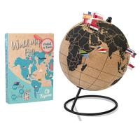 Globe en liège noir – 20 cm + 342 drapeaux