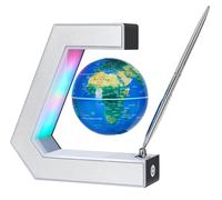 Globe flottant avec lampe et stylo, de couleur argentée, pour enfants