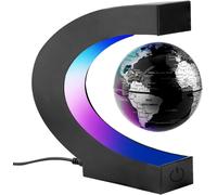 Globe flottant - Globe terrestre lévitant - Décoration de bureau - Lévitation magnétique - Base en forme de C - Noir