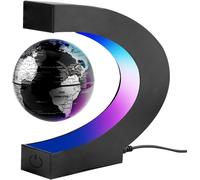 Globe flottant - Globe terrestre lévitant - Décoration de bureau - Lévitation magnétique - Base en forme de C - Noir