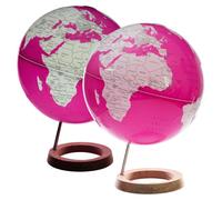Globe lumineux de 33 cm avec socle en bois, carte politique et éclairage LED