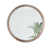 Globe Miroir 80 cm, Miroir Murale Rond Décoratif pour Couloir et Salon avec Cadre en MDF en aspect bronzé