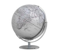 Globe terrestre 30 cm de diamètre - JURI - Base métal chromé - Deux axes mobiles - Argent - TROIKA original