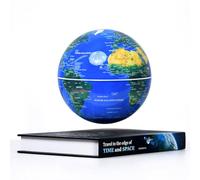 Globe Terrestre à Lévitation Magnétique, Mappamonde Flottante 6 Pouces avec Base Style Livre et Lumières LED, Décoration de Bureau Élégante, Cadeau Anniversaire Original pour Hommes et Enfants