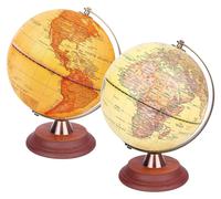 Globe terrestre antique illuminé de 20 cm, avec pied en bois et éclairage LED