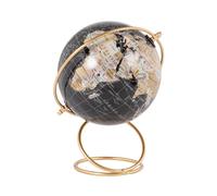 Globe terrestre carte du monde noir et support en acier doré 16x20.5x14cm Noir