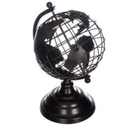Globe terrestre en métal - Noir - H. 28 cm