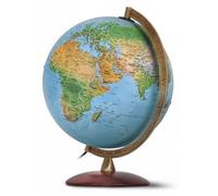 Globe terrestre lumineux - 30 cm - Socle en bois - Ampoule LED - Carte en italien