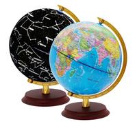 Globe terrestre lumineux - Carte politique - Constellations - Ø 20 cm - Bois de palissandre