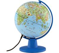 Globe terrestre pour enfants - Globe éducatif - Apprendre la géographie - Éclairé et rotatif - Diamètre 16 cm - Bleu