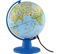 Globe terrestre pour enfants - Globe éducatif - Apprendre la géographie - Éclairé et rotatif - Diamètre 16 cm - Bleu