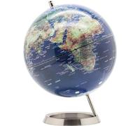 Globe terrestre sphérique en acier inoxydable, couleur bleu marine, 25 cm de diamètre