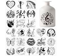 GLOBLELAND 25 feuille D'Autocollants à Motifs de Notes de Musique pour Vase Écouteurs Microphone Lanterne Tasse Bocal Verre Décoration Intérieure