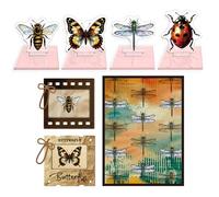 GLOBLELAND 4 Pcs Timbres Acryliques Papillons Libellules Coccinelles et Abeilles Tampon Transparent en Acrylique pour Cartes de Remerciement Faire-Part Cartes Postales