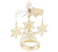GLOBLELAND Chandelier Tournant en Acier Inoxydable Porte-Bougie Or Porte-Bougie à Thé Carrousel pour Décoration de Sorcière Décoration de Table pour Mariages, Fêtes, Cadeaux (Neige, Or)