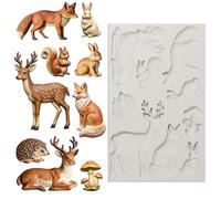 GLOBLELAND Moule en Silicone 3D Animaux de la Forêt pour Pâte Polymère et Savon Motif Lapin et Champignon 8.4 x 5.4(5) cm avec Cadre D'Angle. Moule de Coulée en Résine pour la Création de Bijoux