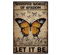 GLOBLELAND Poster en Métal Papillon 8x12pouces Plaque en Métal de Let it be muraux Vintage en étain Métal Tin Sign Retro Affiche Murale Hanging Iron Plaque pour Jardin Maison Bar