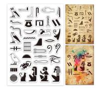 GLOBLELAND Tampons Transparents en Silicone Glyphes égyptiens Antiques pour la Fabrication de Cartes Lettres de l'alphabet Runes Magiques Tampons en Silicone pour Bricolage Scrapbooking