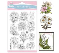 GLOBLELAND Tampons Transparents pour Bouquets de Fleurs pour la Fabrication de Carte Fleur Tulipes Marguerites Lys Tampons en Silicone Calla Lilies Magnolias Fleurs Sauvages Tampons pour Scrapbooking