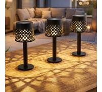 3x LED Lampe solaire Lampe de table Lampe d'extérieur Lampe de terrasse claire noire H 21 cm
