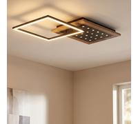 Plafonnier Lampe de salon noir brun foncé Lampe en bois Memory, métal MDF, 1x LED 24 W 1100lm, L 63,5 cm