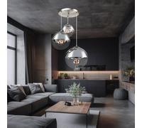 Globo Hängelampe Kugeln Transparentes Glas Chrom Nickel 3x E27 20-25-30 cm