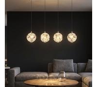 Suspension LED pour salon, hauteur réglable, argent, cristaux transparents, H 150 cm