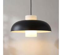 Suspension LED en verre Suspension noire Lampe de salle à manger suspendue, métal opalin,1x E27 LED blanc chaud, DxH 38x120 cm