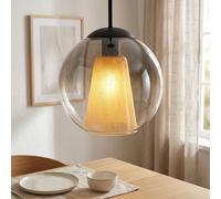 Globo Lampe à Suspension LED, Pendelleuchte Noir Verre Fumé, H 120 cm