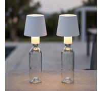 Lampe de table Lampe de table extérieure intérieure Lampe bouteille blanche LED Lampe de jardin Touchdimmer Batterie USB, métal, 1x LED 3W 130lm, DxH 10,6x13 cm, lot de 2