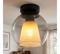Globo Lampe De Plafond LED Deckenlampe Chambre Noire Verre Fumé H 19 Cm