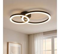 Plafonnier LED Lampe de salon Métal noir mat Anneaux Design L 42 cm
