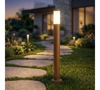 Lampadaire, lampe d'extérieur, lampe de jardin, lampadaire, lampe de chemin, terrasse IP44, acier inoxydable aspect bois, 1x douille E27, DxH 12,7x110 cm