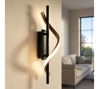 Globo Lampe Murale LED Noir Mat Aspect Bois 46,5 cm Salon