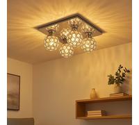Plafonnier boules cristal plafond chromé plafonnier cristaux Moderne, métal, 4 flammes G9 douilles, LxlxH 23x23x13,2 cm
