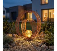 Globo Lampe Plafond Extérieure Solaire LED Crackle Verre Rost Oriental H 42 cm