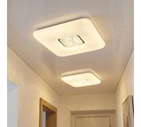 Plafonnier LED ciel étoilé plafonnier lampe de salon lampe de salle à manger, cristaux clairs, métal chromé, 24 W 1600lm 3000K, L x l x H 43 x 43 x 8 cm, lot de 2