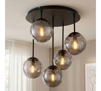 Globo Lampe Plafond LED Noire En Verre, Globe, H 51 cm