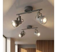 Spot de plafond plafonnier de salon gris avec spots orientables, métal gris pierre, 2x GU10, LxH 26 x 18,5 cm, lot de 2