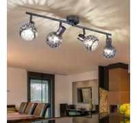Plafonnier gris spot bar 4 spots plafonnier orientable, effet lumineux, métal, 4x douilles E14, L 75,2 cm