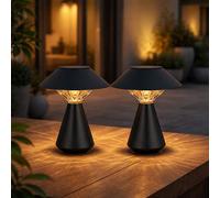 Lampe solaire de table Lampe de jardin extérieure ambre anthracite Lampe LED pour balcon, métal plastique, LED 3000K blanc chaud, H 23 cm, lot de 2