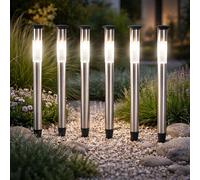 Globo Lampe Solaire Extérieure LED Steckleuchte en Acier Inoxydable, Set de 6