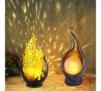 Lampe solaire Lampe d'extérieur Lampe de jardin Entrée Terrasse, IP44 étanche aux éclaboussures Aspect flamme, oriental, LED 0,06W blanc chaud, lot de 2