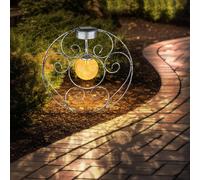Lampe solaire boule de verre orientale lumière décorative lampe de jardin lampe solaire solaire en métal pour l'extérieur, verre en métal, piquet de sol, 1x LED 0,06W blanc chaud, LxPxH 30x8,5x41 cm