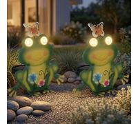 2x LED Lampe solaire d'extérieur Lampe de jardin Yeux clignotants Multicolore H 22 cm